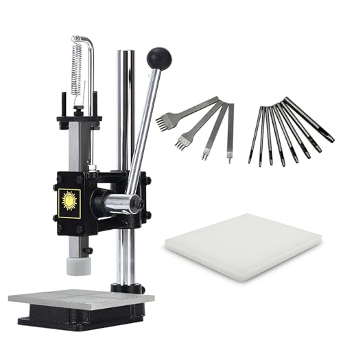 STMKB Máquina De Prensado Manual Pequeña, Juego De Perforadoras De Cuero, para Manualidades De Cuero, Perforaciones, Cortes, Formación, Prensado, Instalación De Remaches Y Botones a Presión.