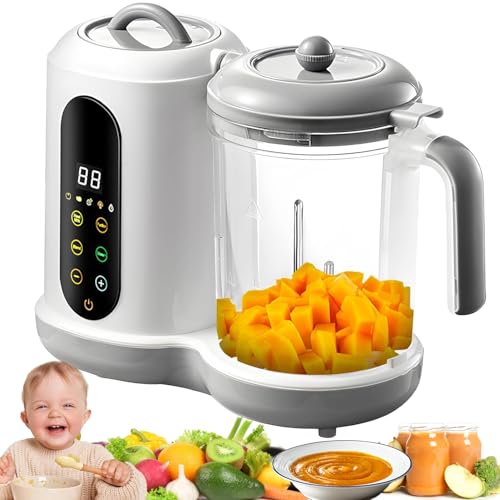 Baby Food Processer Chopper Multifunctional Homemade Food Maker Steamer Puree Blender with 4 Preset Menus Touch Screen Control Self Cleans BPA-Free 50-400ml Capacity for Healthy Baby Meals