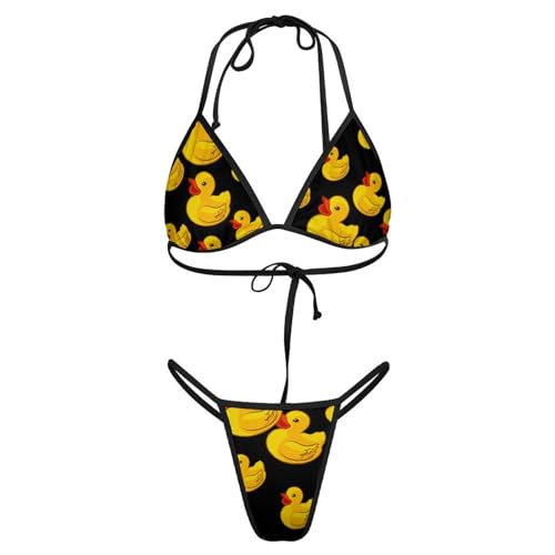 Rubber Yellow Duck Bikini Sets for Women String Halter Swimwear Thong Swimsuit Two Piece Bathing Suit4