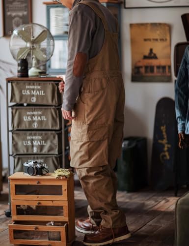 Rexcyril Macacão masculino de trabalho solto macacão desleixado com alças ajustáveis e bolsos grande