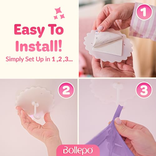 Bollepo Glow in The Dark Stars Bed Canopy, Twin Size, Purple, Romantic Style, Fireproof Fabric