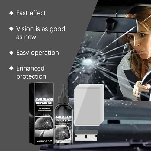 Image of Windshield Crack Repair Kit,Professional Glass Repair Liquid for Chips & Cracks,Quick Fix Auto Glass Repair Tools(2pcs x 50ml)