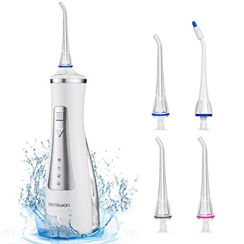Water Flosser Cordless, Dental Oral Irrigator, Portable and Rechargeable IPX7 Waterproof 4 Modes Water Pick Teeth Cleaner with 240 ml Cleanable Water Tank for Family, Travel, Braces and Gum Care