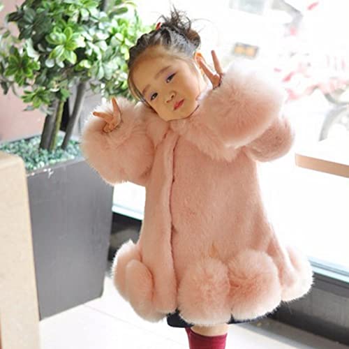 Toddler Girls Winter Fleece Coat Kids Warm Faux 𝚏𝚞r Jacket Long Sleeve Cardigan Coat (Pink, 12-18 Months)4