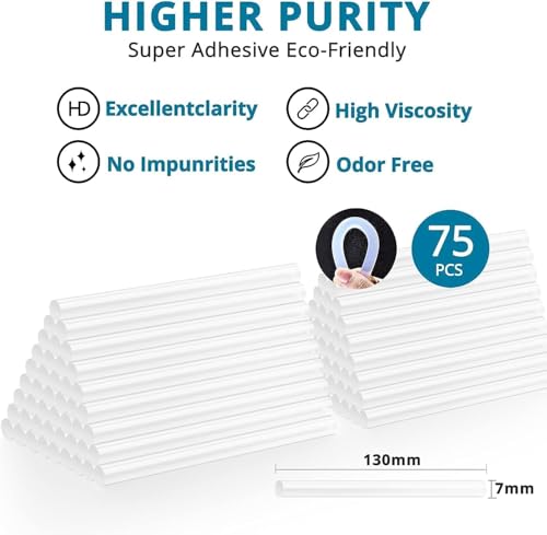 Tilswall Hot Glue Gun Kit, 50W Mini Melt Gun with 75pcs 130mm Glue Sticks for...