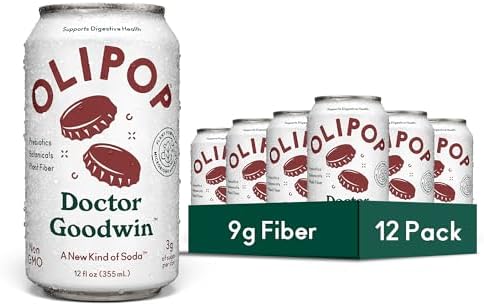 OLIPOP 9g Fiber Prebiotic Soda, Doctor Goodwin, 12 fl oz, 12 Pack