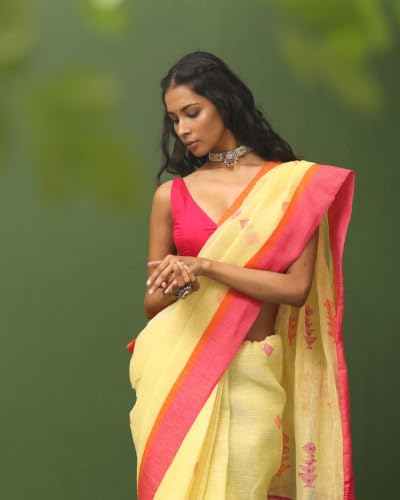 Image of SWORNOF Women's Pure Silk Saree With Blouse Piece