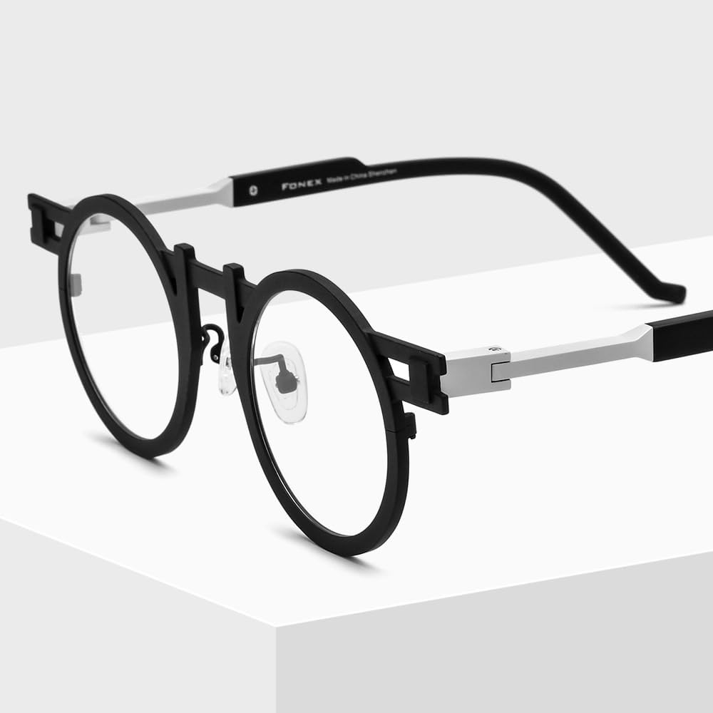 FONEX Colorful Pure Titanium Glasses Frame Women Retro Round Eyeglasses Eyewear F85833 - Image 2