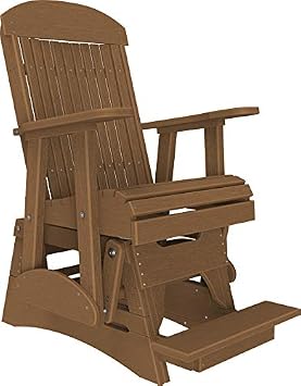2 Classic Poly Slat Back Balcony Glider with Built-in Footrest Antique Mahogany, 2