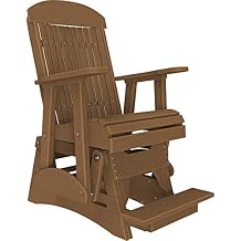 LuxCraft 2 Classic Poly Slat Back Balcony Glider with Built-in Footrest Antique Mahogany, 2