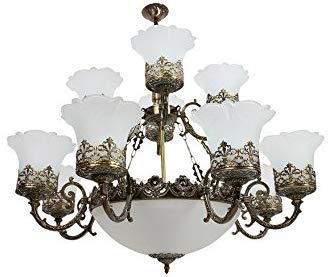 Image of Prop It Up Flush Mount Round 75 watts Antique Finish Chandelier, Bronze