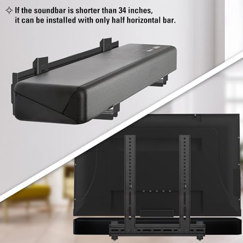 Image of Mounting Dream Soundbar Mount Sound Bar TV Bracket with Holes /Without Holes, Non-Slip Base Holder Extends 3.4 inch to 6.1 inch, Up to 20 LBS, Safe and Easy to Install MD5425