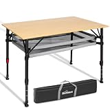 Join Nature Campingtisch Klappbar Bambus Stufenlos...
