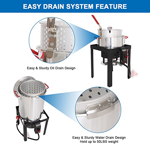 Nuuk 30Qt Turkey Fryer & 10Qt Fish Fryer Combo Kit With Csa Approved 50,000Btu Burner With Auto Ignition System And 10Psi Regulator #TOP7