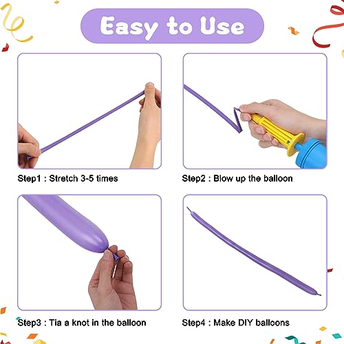 image for RUBFAC 100pcs 260 Long Balloons, 15 Assorted Colors Animal Balloons Pr