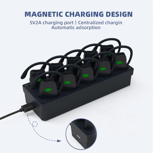Image of Wireless Tour Guide System,1 Transmitter 10 Receivers Tour Guide Microphone,10-Slot Charge Case,Tour Guide Headset System for Museum Tours, Factory Tours, Tour Guides and Sightseeing Tours