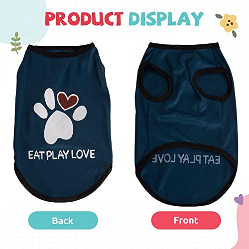 Image of Lulala Printed Pet Shirt Summer Pet T Shirt Cool Puppy Dog T-Shirts Soft Breathable Dog Sweatshirt for Small Medium Dogs Cats (Heart Love Paw Pattern (Blue, 10 INCH)