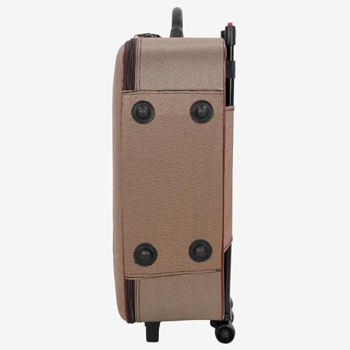 Image of Trolley Bag 20 Inch Cabin Size | Soft Shell Travel Suitcase with Reinforced Stitching Lightweight Fabric Luggage for Flight Cabin | (Brown)
