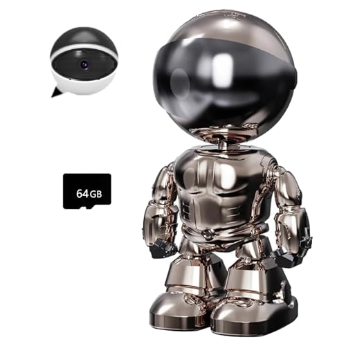 Caméra robot de détection de mouvement d'intérieur sans fil, caméra d'intérieur WiFi 1080P, vision nocturne infrarouge for la sécurité à domicile, conversation...