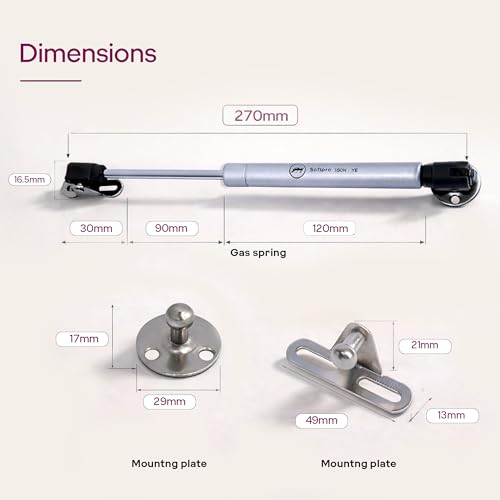 Image of Godrej Kitchen Fittings | Regular Hydraulic Gas Spring | 150N | for Kitchen Cabinets | High-Strength Steel with Chrome Plating | Multi-Angle Install | Hands-Free Door Support | Metal Clips