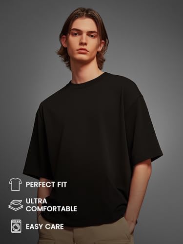 Image of Nobero Men's Oversized Graphic T-Shirt for Men | Soft Cotton | Drop Shoulder Relaxed Fit | Printed Casual Tshirt for Men
