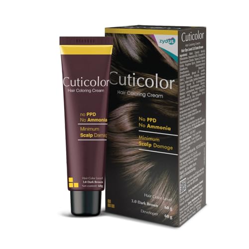 Cuticolor Permanent Hair Color Cream|#1 Dr Prescribed|For Sensitive Skin|Eco Mechanism For Preserving Scalp Health|Enriched With Portulaca & Boseivela Extracts Dark Brown, 60G (Pack Of 1)