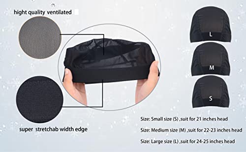 3 Pcs Mesh Cap Wig Caps For Making Wig Stretchy Wig Cap With Wide Elastic Band (Black Mesh Cap M) #TOP4