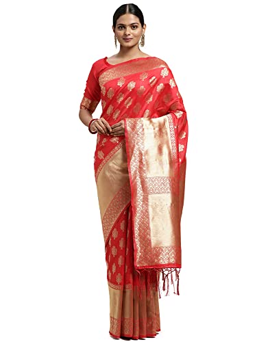 Image of AKHILAM Women's Banarasi Silk Woven Design Saree With Unstitched Blouse Piece (5DIXITA50 Parent)