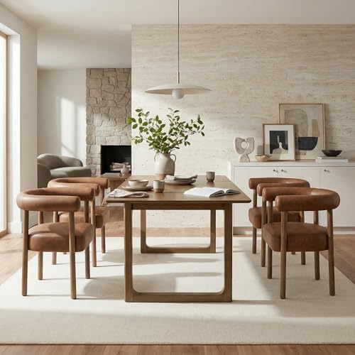 Image of HNY Extendable Wood Dining Table for 4-8, 71 inch Inch Modern Rectangular Kitchen Tables with Wooden Base Farmhouse Dinner Table for Dining Room, Living Room, Home, Walnut