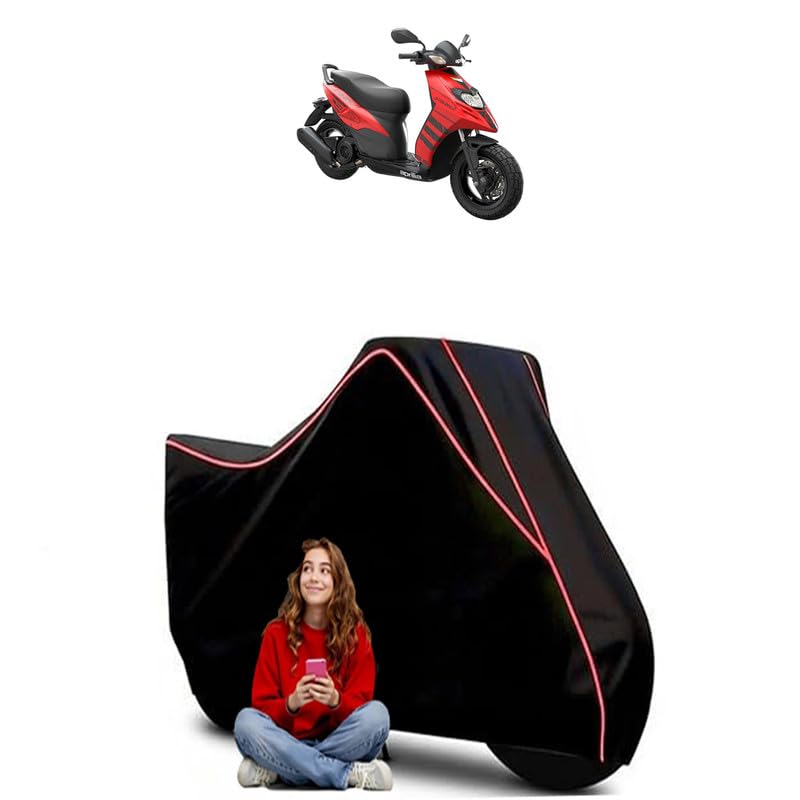 Image of Storm 125 Scooty Bike Cover Water Resistant Outdoor Use Universal Fit Scooters Motorcycles Heavy Duty UV Protection Dust Rain Scratch Resistant Elastic Bottom Black Blue Piping