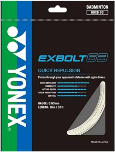YONEX BG Exbolt 63 Badminton String (White)