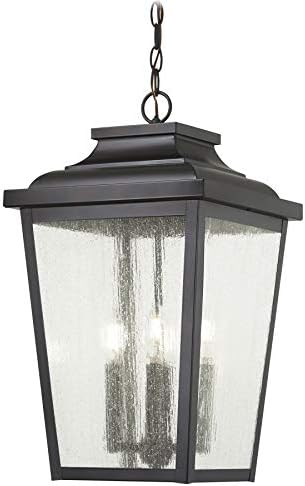 Minka Lavery Outdoor Seeded Glass Pendant Lighting 72175-189 Irvington Manor, 4-Light 240 Watts, 22" H x 13" W, Chelesa Bronze