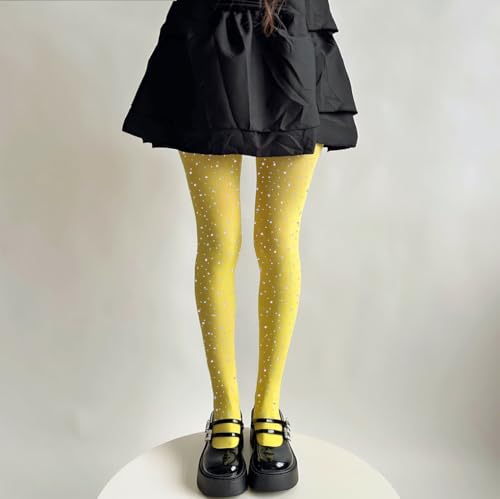 Image of LUCKELF Girls Glitter Tights, Soft Opaque Tights Sparkle Rhinestone Tights School Dress Dance Stockings