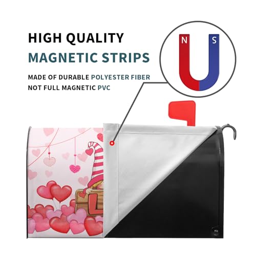 Image of Happy Valentine's Day Mailbox Covers Magnetic Love Heart Pink Mailbox Cover Standard Size 25.5 X 21 Valentine's Day Decor Holiday Mailbox Wrap Post Letter Box Cover Decorative for Home Garden Outdoor