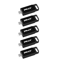 PNY Elite Type-C 64GB USB 3.2 Flash Drive – Up to 120MB/s Read, Up to 10x Faster Write Than USB 2.0, Reliable Design, Durable & Portable for Everyday Store & Share, Type-C Connector, 5-Pack