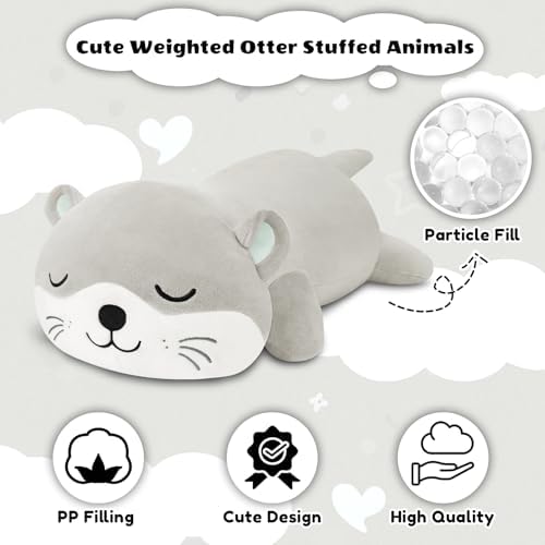TOYSYM Weighted Otter Stuffed Animals, Cute Weighted Otter Plush, Soft Stuffed Weighted Plushie Birthday for Kids & Adults(9.8" 0.8Lbs) — view 3