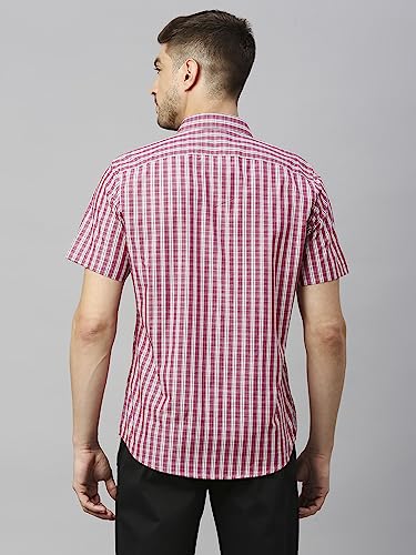 Image of Thomas Scott Mens | Half Sleeve Checkes | Printed | Slim Fit | 100% Cotton | Spread Collar | Shirts