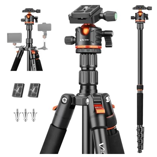 Victiv 78.7"/ 200cm Treppiede Fotocamera, Cavalletto Fotografico da Viaggio Leggero e Compatto in Alluminio, Treppiedi Monopiede per Videocamera Canon Nikon Sony, Treppiede Cavalletto per Smartphone