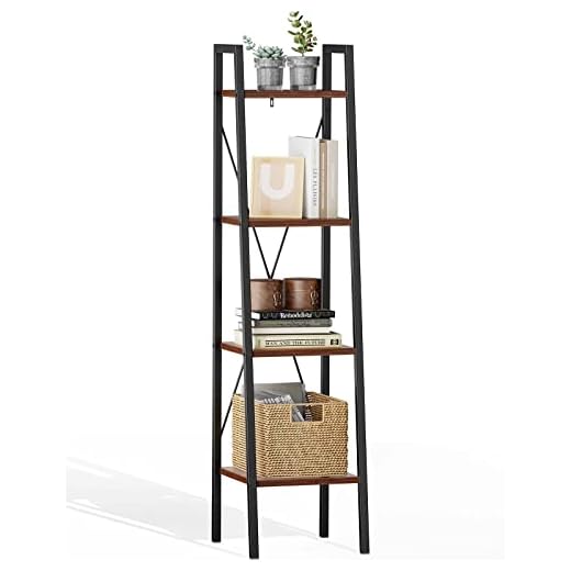 Pipishell Ladder Shelf Bookcase, 4 Tier Bookshelf, Freestanding Plant Flower Stand, Multipurpose Organizer Rack for Home/Office/Living Room/Balcony/Bedroom/Kitchen, Red Brown