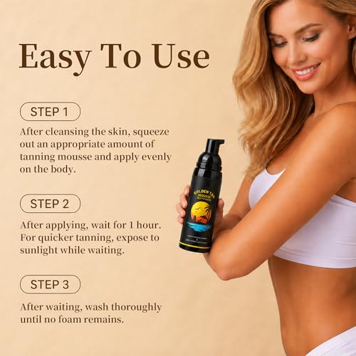 Image of Self Tanner Mousse, Sunless Self Tanning Foam Mousse Natural Bronzer Skin for Body, Hydrating Express Body Tanner, Streak Free, Fast Drying, Long Lasting Fake Tan for Women Men, 3.38 Fl Oz