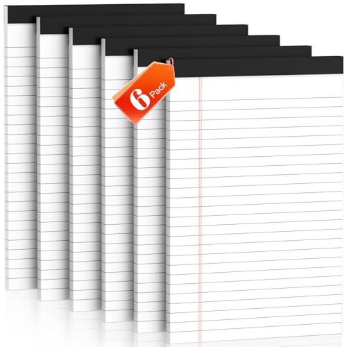 Nichela 5" x 8" Note Pads 6 Pack of Legal Pads 30 Sheets Notepad College Ruled Small Writing Pads Perforated Pages Paper Pads 80GSM Heavyweight Paper Note Pads for Home, Office, or School