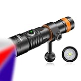 ORCATORCH D710V MK2 2300 Lumens Upgraded Underwater Video Light, White Red Violet Tri-Color, 120-Degree Wide Beam Scuba Flashlight for Dive Photography Fill Light and Fluorescent Night Diving
