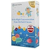 DAIKEN Kids High Concentration Fish Oil Gummies, No Sugar Added, Individually Wrapped - 85% Omega 3 (300mg) with Vitamin D3 - Norwegian Sourced, Brain & Immune Support - 30 Count