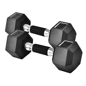 Yes4All Rubber Grip Encased Hex Dumbbells – Hand Weights With Anti-Slip 5-50 LBS Pair/Set