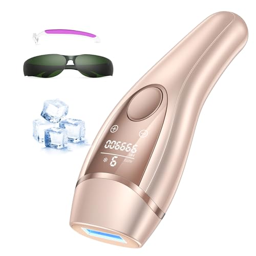 Depiladora de luz pulsada con función de enfriamiento, depilación láser 21J para mujeres y hombres, 9 niveles de intensidad, 999.900 pulsos, para mujeres, cara, axilas, bikini, piernas, cuerpo