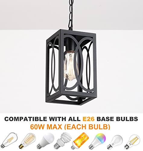 Ankita Pendant Lantern For Kitchen Island, One Light Fixtures Ceiling Hanging Medium Square Lantern, Pendant Light, Chandeliers Black Metal Industrialstyle(Black)… #TOP2