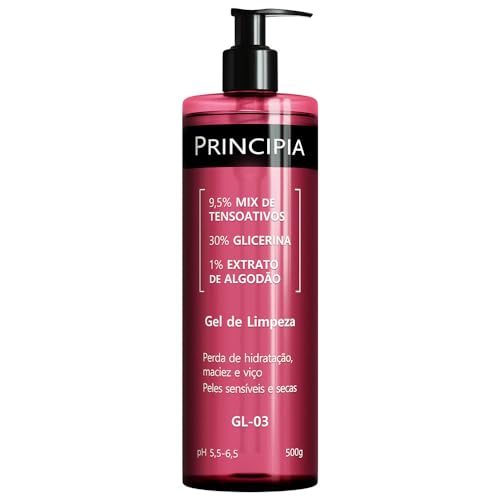 Gel de Limpeza Facial Hidratante Principia 9,5% Tensoativos + 30% Glicerina + 1% Extrato de Algodão GL-03 com 500g