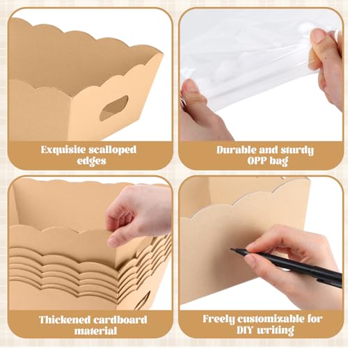 Image of Fuyoooo 8 Pack Kraft Gift Baskets Empty, 10 inch X 8 inch Scalloped with Handle