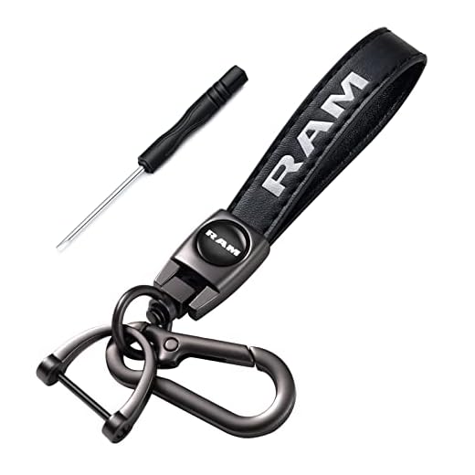 SHENDAF Genuine Leather Car Keychain Suit compatible with Dodge RAM1500 2500 3500 Keyring Family Business Present Men's and Women's Black, Black01