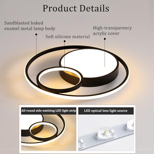 Plafonnier LED dimmable rond noir et blanc de 40cm avec télécommande - 3